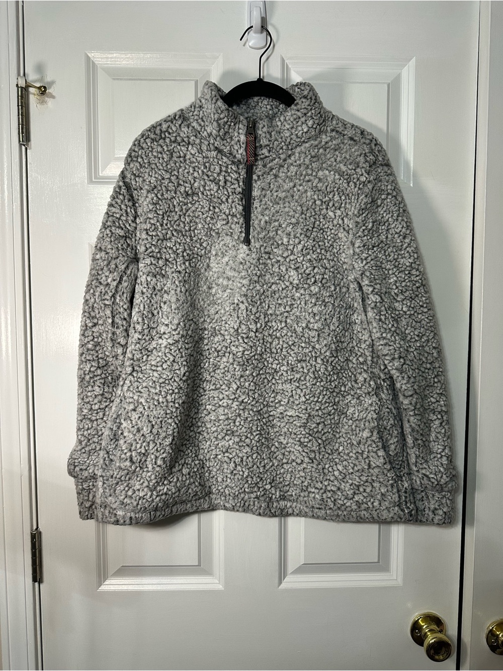 Cozy Plush Teddy Quarter-Zip Jacket - Gray